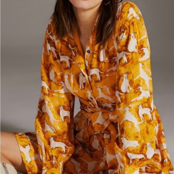 Rare Anthropologie Maeve Shirtdress Dog Print - Picture 2 of 6